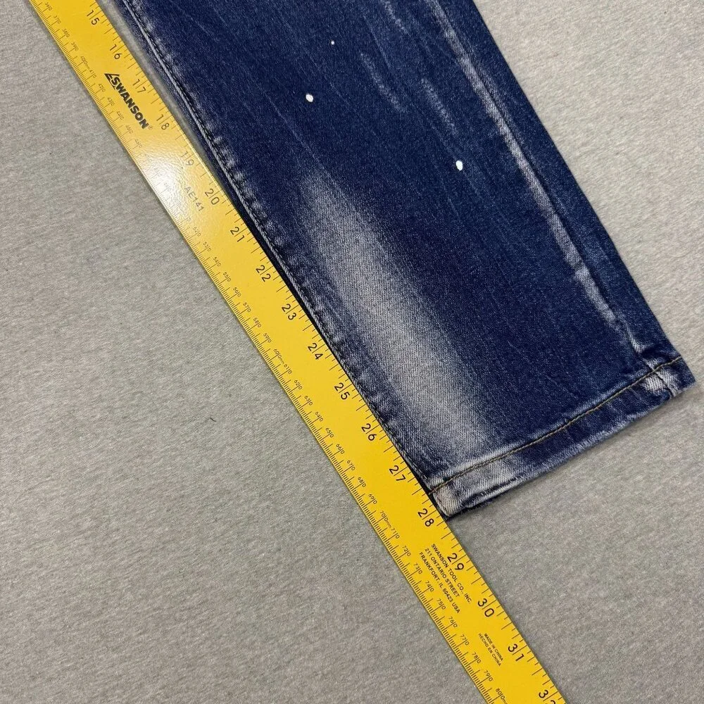 DSQUARED2 Icon All Over Print Jean Slim Distressed Paint Splatter  Mens Sz 30X28 - Picture 8 of 9